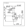 Kép 2/2 - STYRON Csőszifon, leeresztőszelep nélkül, mosogatógép csatlakozóval, Ø32 mm-es elfolyással STY-638-32-2