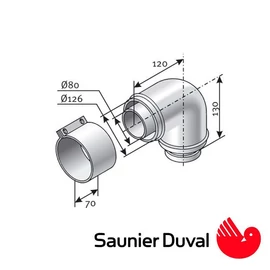 0020257023 SAUNIER DUVAL KÖNYÖK 90° 80/125 KOND. KÉSZÜLÉKHEZ 20339