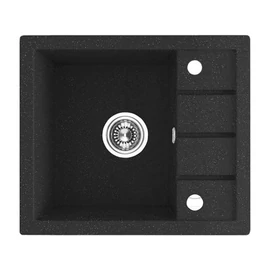 SRP_713T Laveo RINA MINI csepptálcás mosogató, szemcsés fekete, automata dugókiemelős, helytakarékos szifonnal