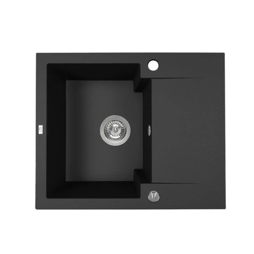 SRH_713Y Laveo PICO 45S mini fekete szemcsés gránit mosogató helytakarékos szifonnal
