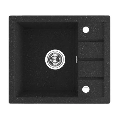 SRP_713T Laveo RINA MINI csepptálcás mosogató, szemcsés fekete, automata dugókiemelős, helytakarékos szifonnal